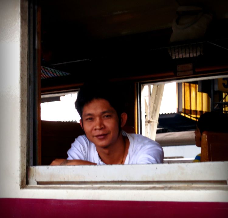 Boy on Thai Train